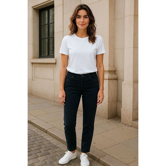 TALBOTS Corduroy Black Women's Sz 10 High-Waist Jegging Ankle Pants Jeans - Picture 1 of 8